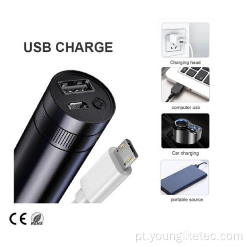 2021 alumínio USB recarregável alta potência lanterna tocha